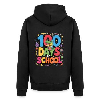 100e jour d’école 100 jour d’école des enfants - Veste à capuche bio Premium Unisexe - noir - Dos - Nico (187cm)