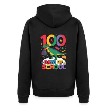 100th Day Of School 100 Day Of School Kids - Unisex Premium Organic Zip Hoodie - black - Back - Nico (187cm)