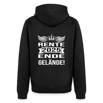 Pension 2025 Pensioner 2025 Pension 2025 - Unisex Premium Organic Zip Hoodie - black - Back - Nico (187cm)
