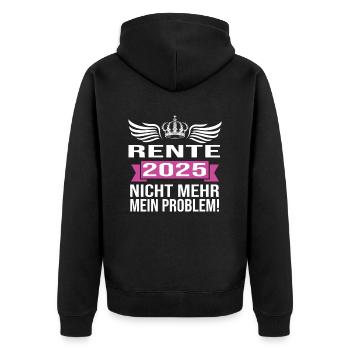 Pension 2025 Pensioner 2025 Pension 2025 - Unisex Premium Organic Zip Hoodie - black - Back - Nico (187cm)