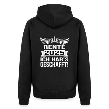 Pension 2025 Pensioner 2025 Pension 2025 - Unisex Premium Organic Zip Hoodie - black - Back - Nico (187cm)