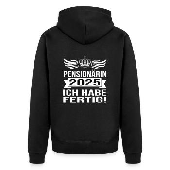 Pension 2025 Pensioner 2025 Pension 2025 - Unisex Premium Organic Zip Hoodie - black - Back - Nico (187cm)