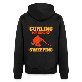 Curling Sport Curling - Unisex Premium Bio Zip Hoodie - Schwarz - Hinten - Nico (187cm)