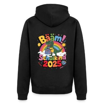 Schulkind 2025 Einschulung Schulanfang - Unisex Premium Bio Zip Hoodie - Schwarz - Hinten - Nico (187cm)