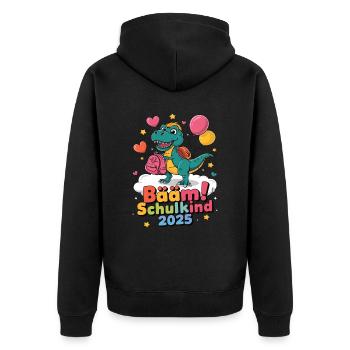Schulkind 2025 Einschulung Schulanfang - Unisex Premium Bio Zip Hoodie - Schwarz - Hinten - Nico (187cm)