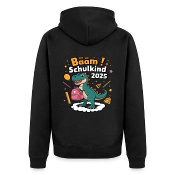 Schulkind 2025 Einschulung Schulanfang - Unisex Premium Bio Zip Hoodie - Schwarz - Hinten - Nico (187cm)