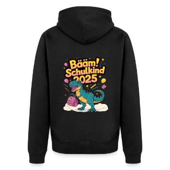 Schulkind 2025 Einschulung Schulanfang - Unisex Premium Bio Zip Hoodie - Schwarz - Hinten - Nico (187cm)