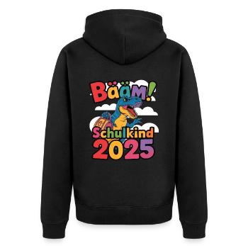 Schulkind 2025 Einschulung Schulanfang - Unisex Premium Bio Zip Hoodie - Schwarz - Hinten - Nico (187cm)