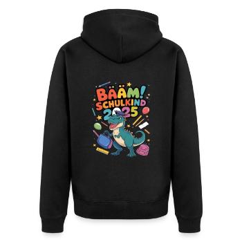 Schulkind 2025 Einschulung Schulanfang - Unisex Premium Bio Zip Hoodie - Schwarz - Hinten - Nico (187cm)