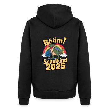 Schulkind 2025 Einschulung Schulanfang - Unisex Premium Bio Zip Hoodie - Schwarz - Hinten - Nico (187cm)