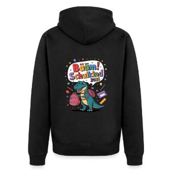 Schulkind 2025 Einschulung Schulanfang - Unisex Premium Bio Zip Hoodie - Schwarz - Hinten - Nico (187cm)