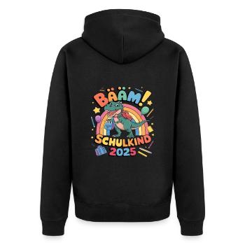 Schulkind 2025 Einschulung Schulanfang - Unisex Premium Bio Zip Hoodie - Schwarz - Hinten - Nico (187cm)