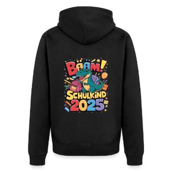 Schulkind 2025 Einschulung Schulanfang - Unisex Premium Bio Zip Hoodie - Schwarz - Hinten - Nico (187cm)
