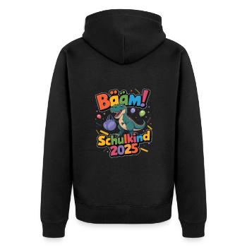 Schulkind 2025 Einschulung Schulanfang - Unisex Premium Bio Zip Hoodie - Schwarz - Hinten - Nico (187cm)