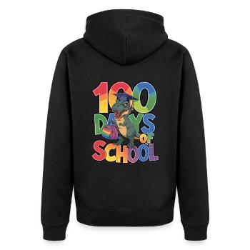 100e jour d’école 100 jour d’école des enfants - Veste à capuche bio Premium Unisexe - noir - Dos - Nico (187cm)