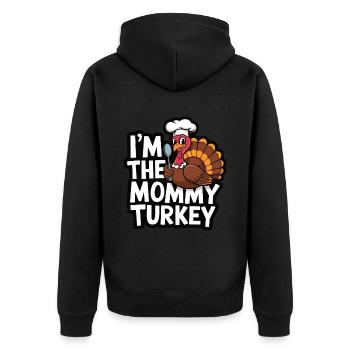 Mommy Turkey Thanksgiving - Unisex Premium Bio Zip Hoodie - Schwarz - Hinten - Nico (187cm)