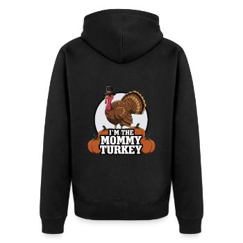 Mommy Turkey Thanksgiving - Unisex Premium Bio Zip Hoodie - Schwarz - Hinten - Nico (187cm)