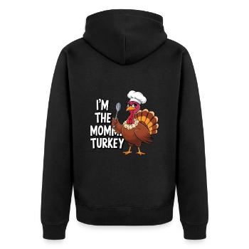 Mommy Turkey Thanksgiving - Unisex Premium Bio Zip Hoodie - Schwarz - Hinten - Nico (187cm)
