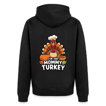 Mommy Turkey Thanksgiving - Unisex Premium Bio Zip Hoodie - Schwarz - Hinten - Nico (187cm)