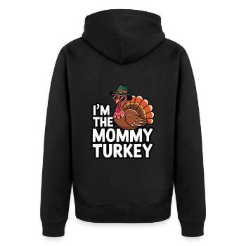 Mommy Turkey Thanksgiving - Unisex Premium Bio Zip Hoodie - Schwarz - Hinten - Nico (187cm)