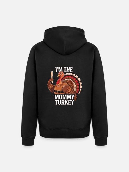 Mommy Turkey Thanksgiving - Unisex Premium Organic Zip Hoodie - black