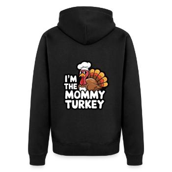 Mommy Turkey Thanksgiving - Unisex Premium Bio Zip Hoodie - Schwarz - Hinten - Nico (187cm)