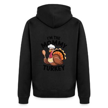 Mommy Turkey Thanksgiving - Unisex Premium Bio Zip Hoodie - Schwarz - Hinten - Nico (187cm)