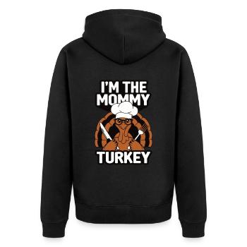 Mommy Turkey Thanksgiving - Unisex Premium Bio Zip Hoodie - Schwarz - Hinten - Nico (187cm)