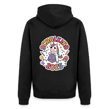 Schulkind 2025 Einschulung Schulanfang - Unisex Premium Bio Zip Hoodie - Schwarz - Hinten - Nico (187cm)