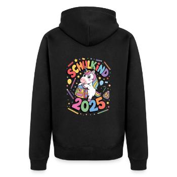 Schulkind 2025 Einschulung Schulanfang - Unisex Premium Bio Zip Hoodie - Schwarz - Hinten - Nico (187cm)