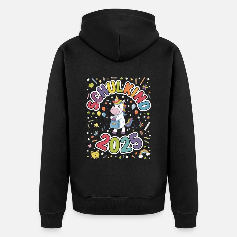 Schulkind 2025 Einschulung Schulanfang - Unisex Premium Bio Zip Hoodie - Schwarz