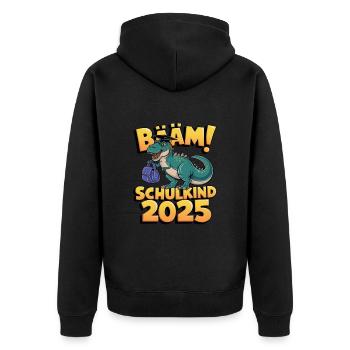 Schulkind 2025 Einschulung Schulanfang - Unisex Premium Bio Zip Hoodie - Schwarz - Hinten - Nico (187cm)