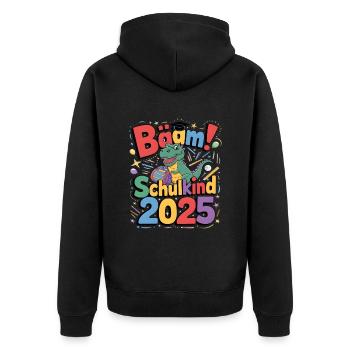 Schulkind 2025 Einschulung Schulanfang - Unisex Premium Bio Zip Hoodie - Schwarz - Hinten - Nico (187cm)
