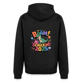 Schulkind 2025 Einschulung Schulanfang - Unisex Premium Bio Zip Hoodie - Schwarz - Hinten - Nico (187cm)
