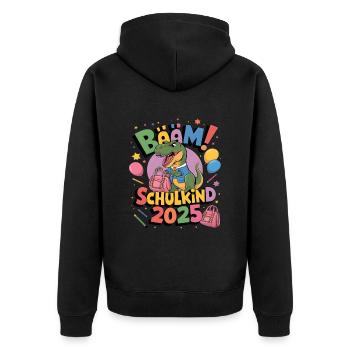 Schulkind 2025 Einschulung Schulanfang - Unisex Premium Bio Zip Hoodie - Schwarz - Hinten - Nico (187cm)