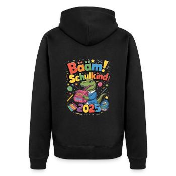 Schulkind 2025 Einschulung Schulanfang - Unisex Premium Bio Zip Hoodie - Schwarz - Hinten - Nico (187cm)