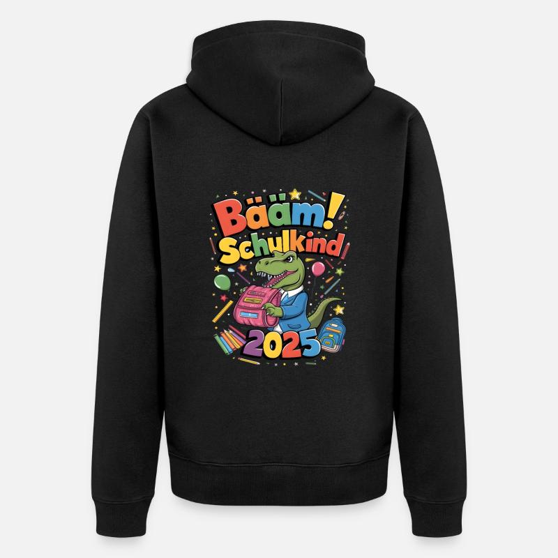 Schulkind 2025 Einschulung Schulanfang - Unisex Premium Bio Zip Hoodie - Schwarz