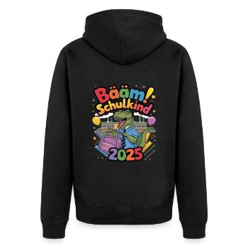 Schulkind 2025 Einschulung Schulanfang - Unisex Premium Bio Zip Hoodie - Schwarz - Hinten - Nico (187cm)