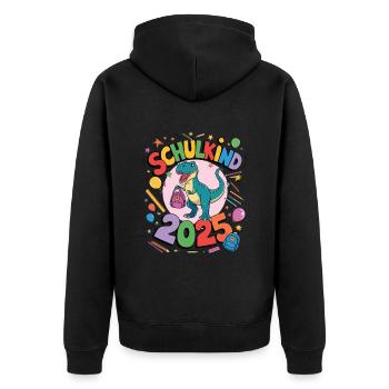 Schulkind 2025 Einschulung Schulanfang - Unisex Premium Bio Zip Hoodie - Schwarz - Hinten - Nico (187cm)