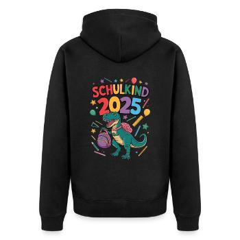 Schulkind 2025 Einschulung Schulanfang - Unisex Premium Bio Zip Hoodie - Schwarz - Hinten - Nico (187cm)