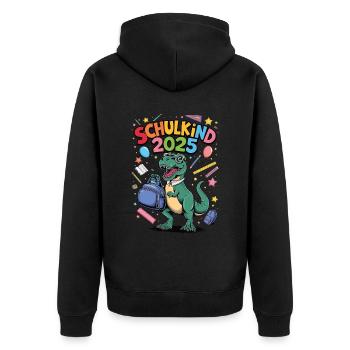 Schulkind 2025 Einschulung Schulanfang - Unisex Premium Bio Zip Hoodie - Schwarz - Hinten - Nico (187cm)