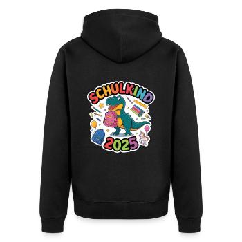 Schulkind 2025 Einschulung Schulanfang - Unisex Premium Bio Zip Hoodie - Schwarz - Hinten - Nico (187cm)