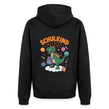 Schulkind 2025 Einschulung Schulanfang - Unisex Premium Bio Zip Hoodie - Schwarz - Hinten - Nico (187cm)