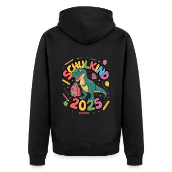 Schulkind 2025 Einschulung Schulanfang - Unisex Premium Bio Zip Hoodie - Schwarz - Hinten - Nico (187cm)