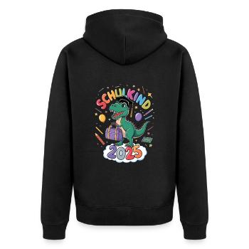 Schulkind 2025 Einschulung Schulanfang - Unisex Premium Bio Zip Hoodie - Schwarz - Hinten - Nico (187cm)