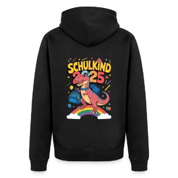 Schulkind 2025 Einschulung Schulanfang - Unisex Premium Bio Zip Hoodie - Schwarz - Hinten - Nico (187cm)