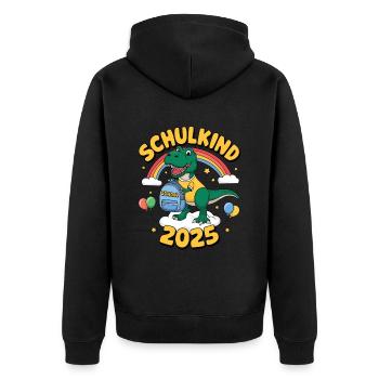 Schulkind 2025 Einschulung Schulanfang - Unisex Premium Bio Zip Hoodie - Schwarz - Hinten - Nico (187cm)