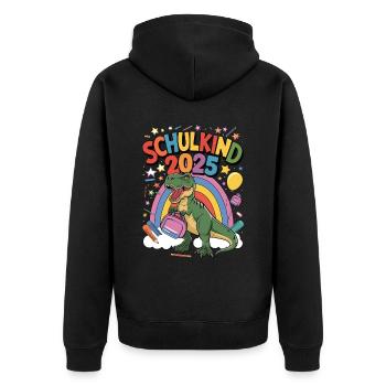 Schulkind 2025 Einschulung Schulanfang - Unisex Premium Bio Zip Hoodie - Schwarz - Hinten - Nico (187cm)