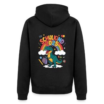 Schulkind 2025 Einschulung Schulanfang - Unisex Premium Bio Zip Hoodie - Schwarz - Hinten - Nico (187cm)