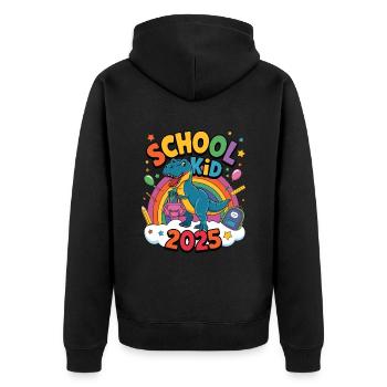 Schulkind 2025 Einschulung Schulanfang - Unisex Premium Bio Zip Hoodie - Schwarz - Hinten - Nico (187cm)